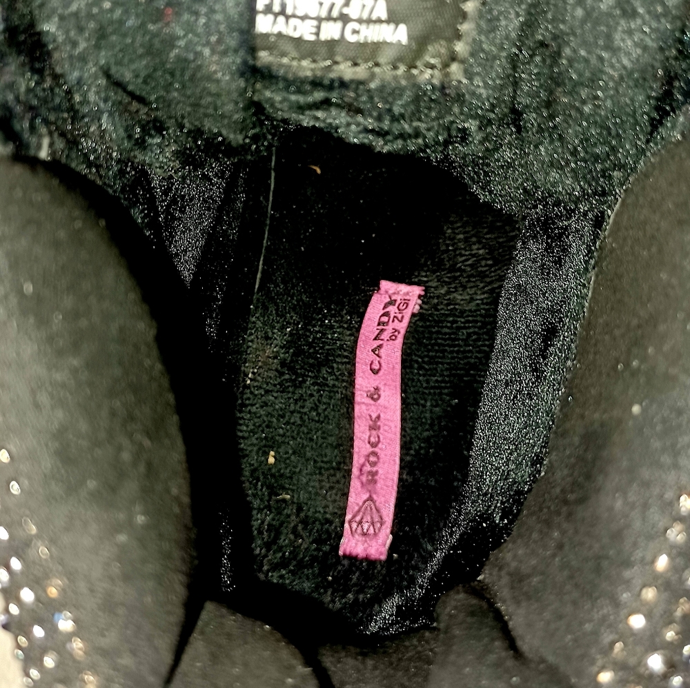 Rock & Candy Studded Rhinestone Black Biker BootsFaux fur linedWomen's Size 9 - Picture 11 of 12